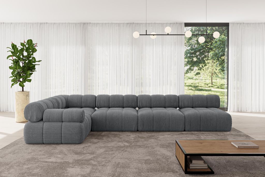 ALTDECOR Modulares Sofa Ecksofa in L-Form - Mende-L3 - 380x190x70 cm Dunkelgrau Corner modular Sofa Eckcouch Couch Wohnlandschaft Cauchsofa Polster...
