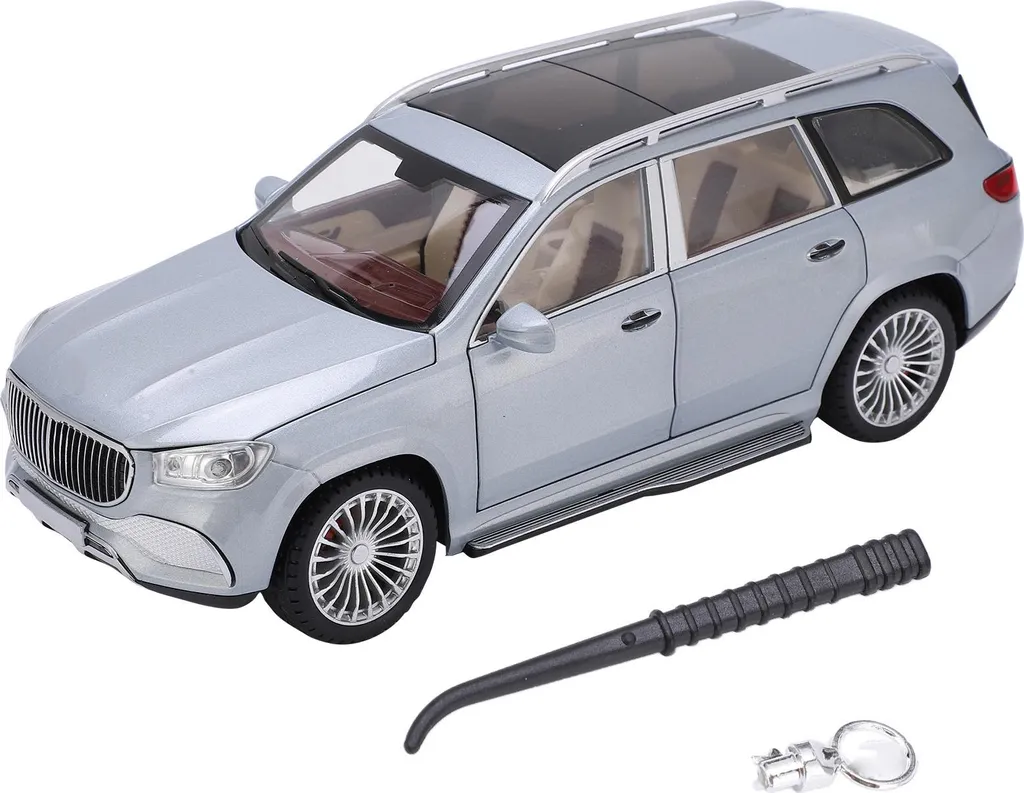 Modèle de voiture en alliage 1/24 SUV Diecast Argent avec son et lumière