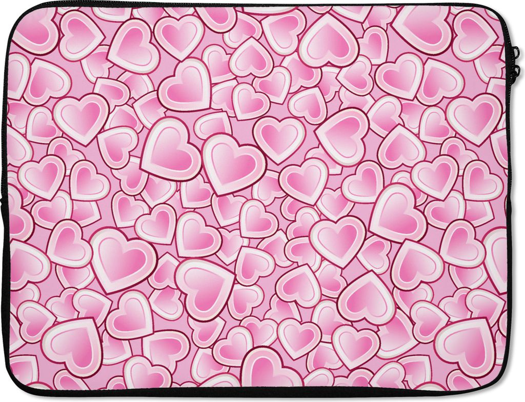MuchoWow Laptop Hülle 17 Zoll Laptoptasche Mädchen - Herzen - Rosa - Muster - Mädchen - Kind - Kinder - Zipper - Schutzabdeckung