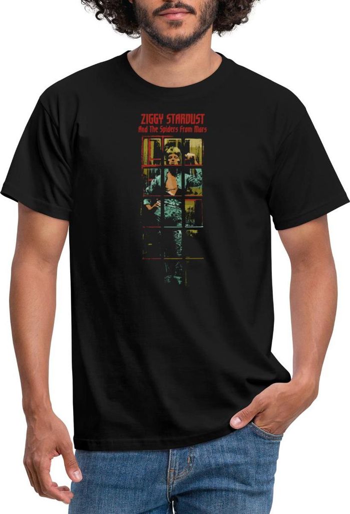 Spreadshirt David Bowie Ziggy Stardust Album Cover Männer T-Shirt, 3XL, Schwarz