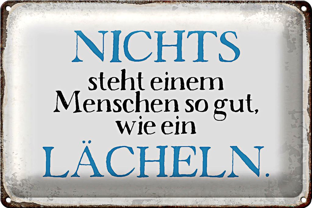 Blechschild Spruch 30x20cm nichts steht so gut wie Lächeln