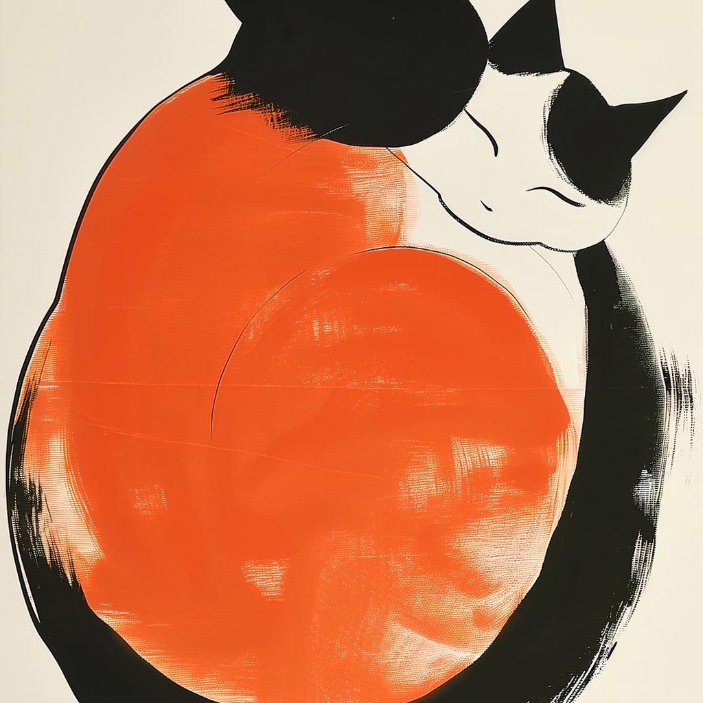 Plakat 40x40cm Yin und Yang Katzen