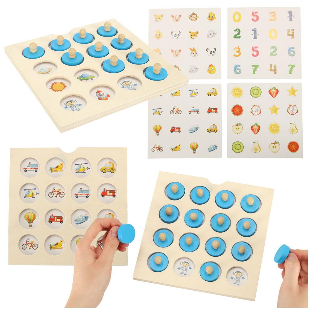Gioco di memoria da tavolo montessoriano in legno, set di 4 Immagine del prodotto 