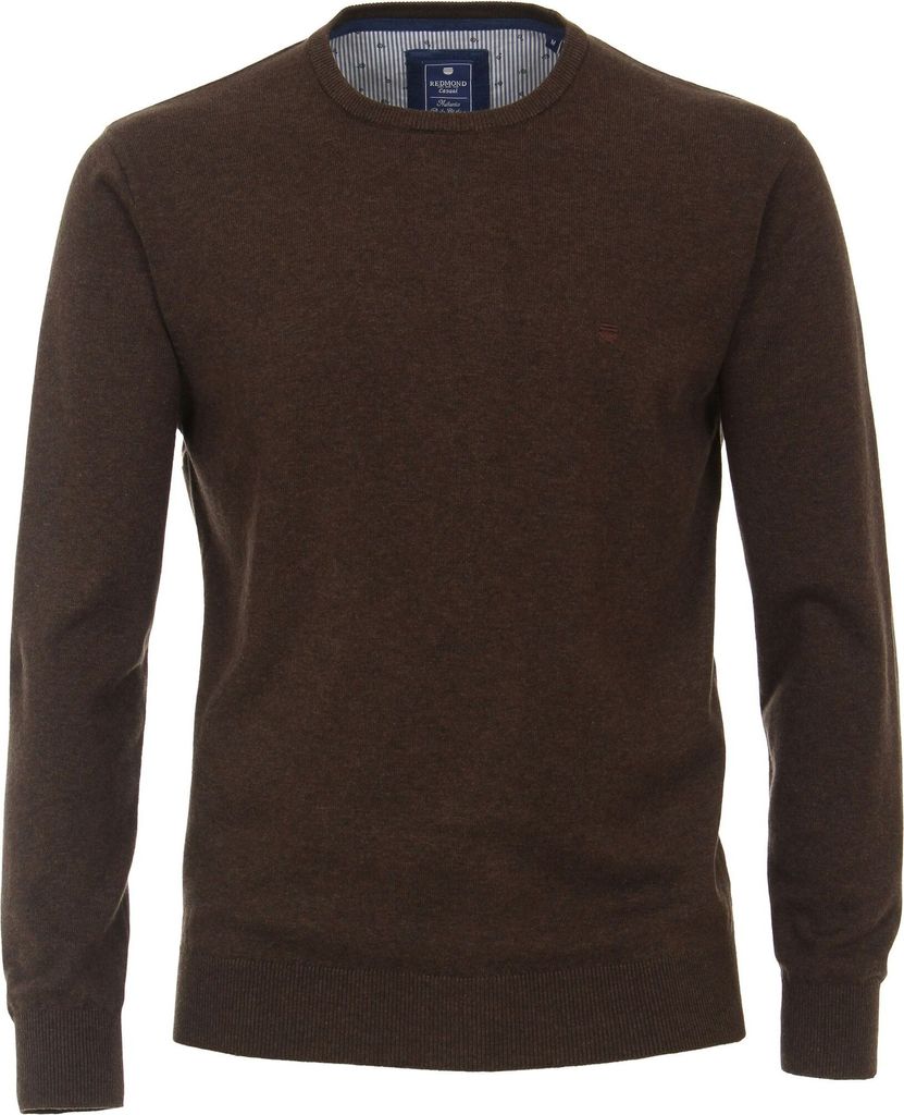 REDMOND Casual Herren Pullover Langarm Rundhals Dunkelbraun Produktbild 