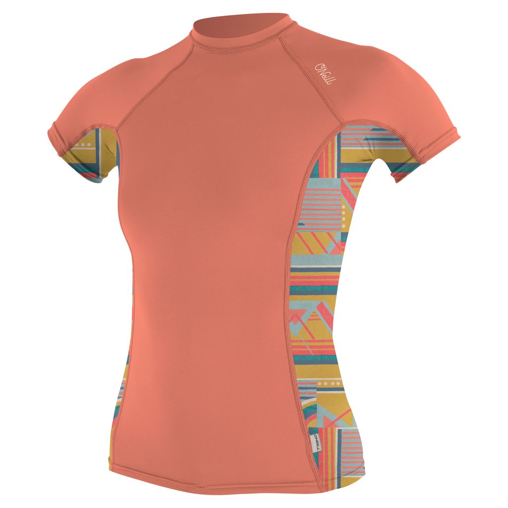 O ́neill Wetsuits Side Print Damen Rashguard Kurzarm Orange L Orange L