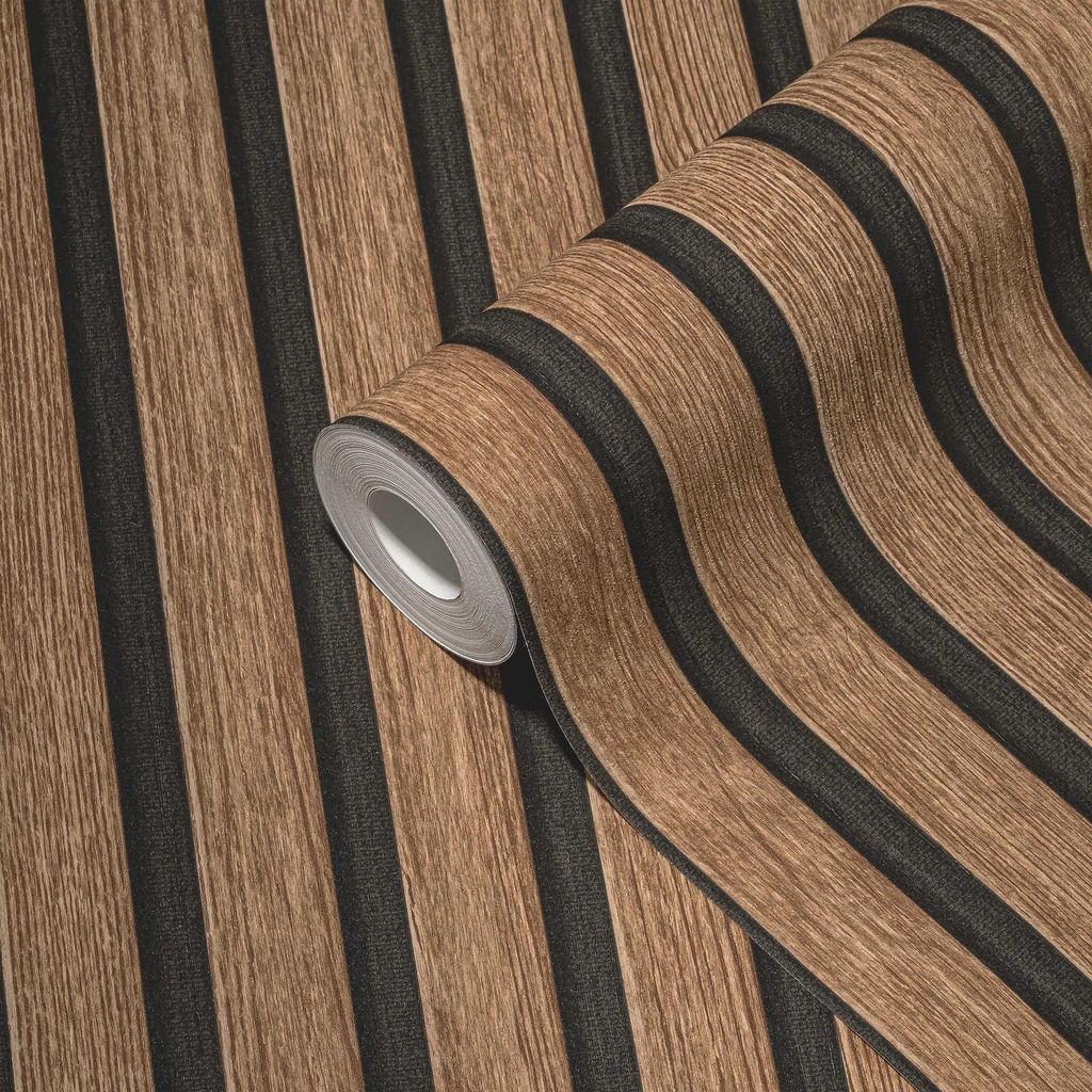 Vliestapete Streifentapete Braun Schwarz Streifenoptik Produktbild 