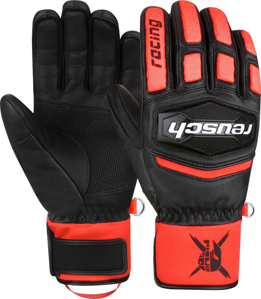 Reusch Fingerhandschuhe Worldcup Warrior Team mit winddichten Eigenschaften 7809 black / fluo red 7