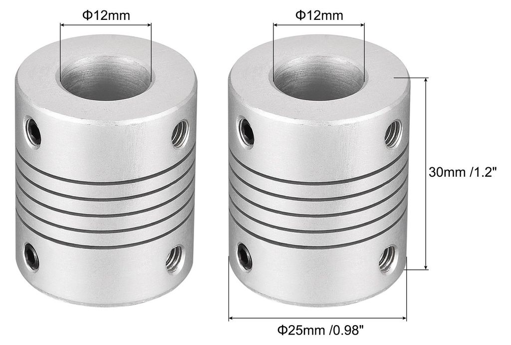 12mm zu 12mm Aluminiumlegierung Schaft Flexible Kupplung Motor Verbindungsstš¹ck L30xD25 Silber