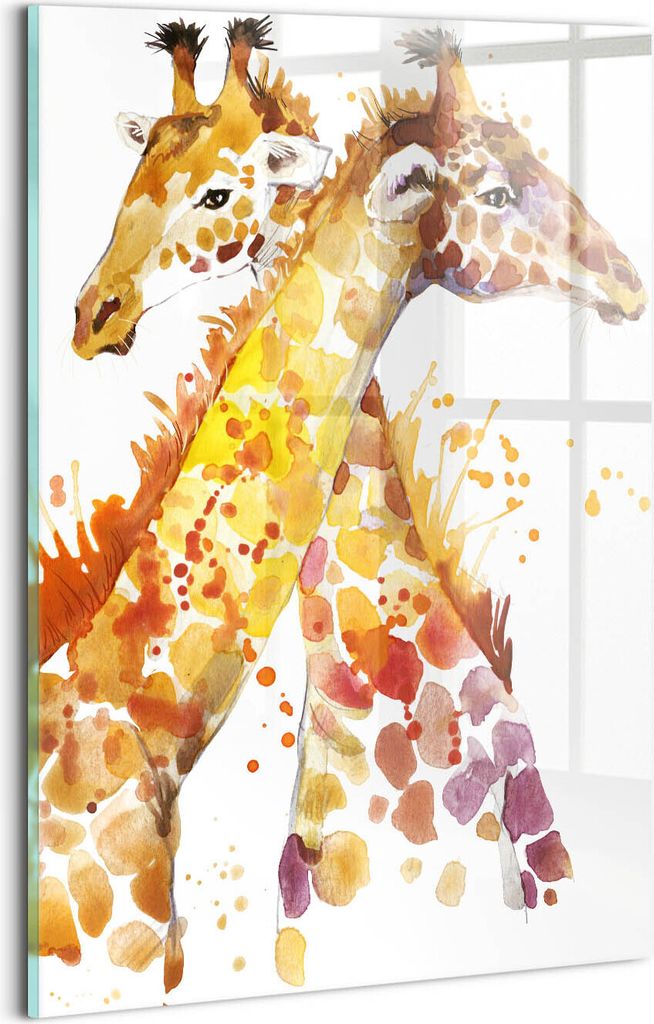 Designer Glasbild - Wandbild - Glas Bild - 20x30 cm - Aquarell-Giraffe