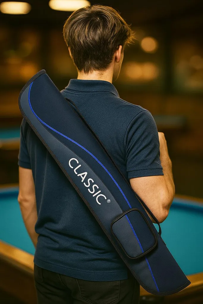 Sacoche de billard bleu gris idéale pour transporter 2 queues de pro - 5