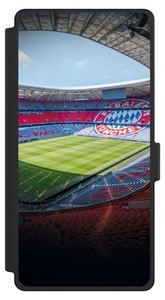 NIVOCASE Klapphülle für Samsung Galaxy S25 Ultra Handyhülle aus Kunst Leder NIVOflip schwarz FC Bayern München FCB Stadion
