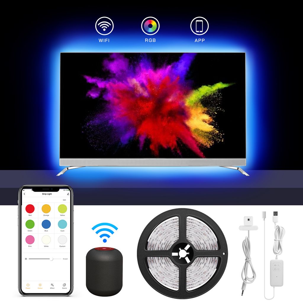 5m LED Backlight TV Hintergrund-Beleuchtung USB Lichtstripe PC-Band Streifen RGB 
