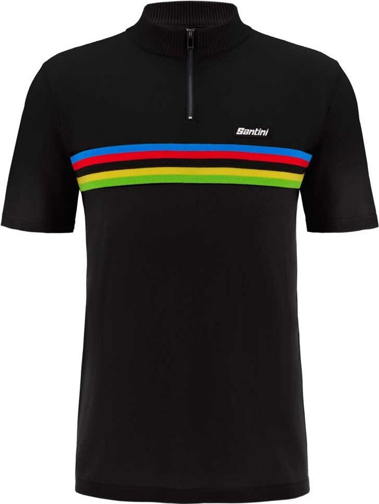 Santini Uci World Champion Kurzarm-poloshirt Schwarz XL Mann Schwarz XL