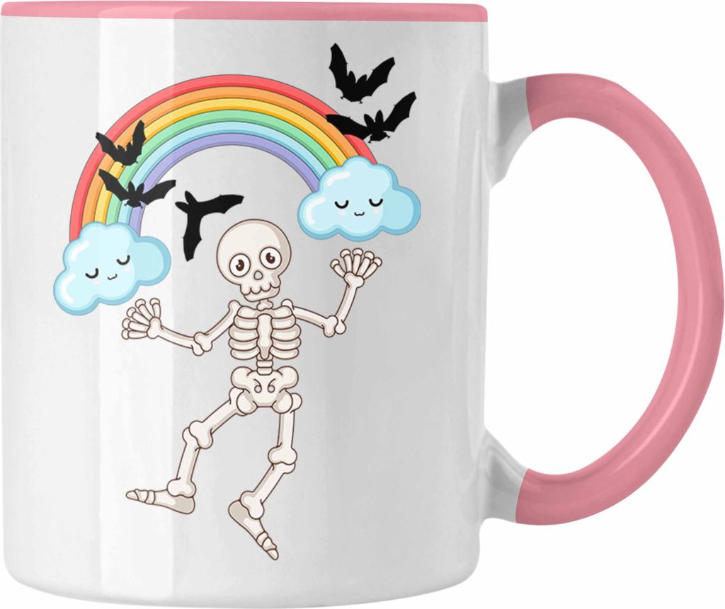 Trendation - Regenbogen Skelett Fledermaus Grafik Tasse Produktbild 