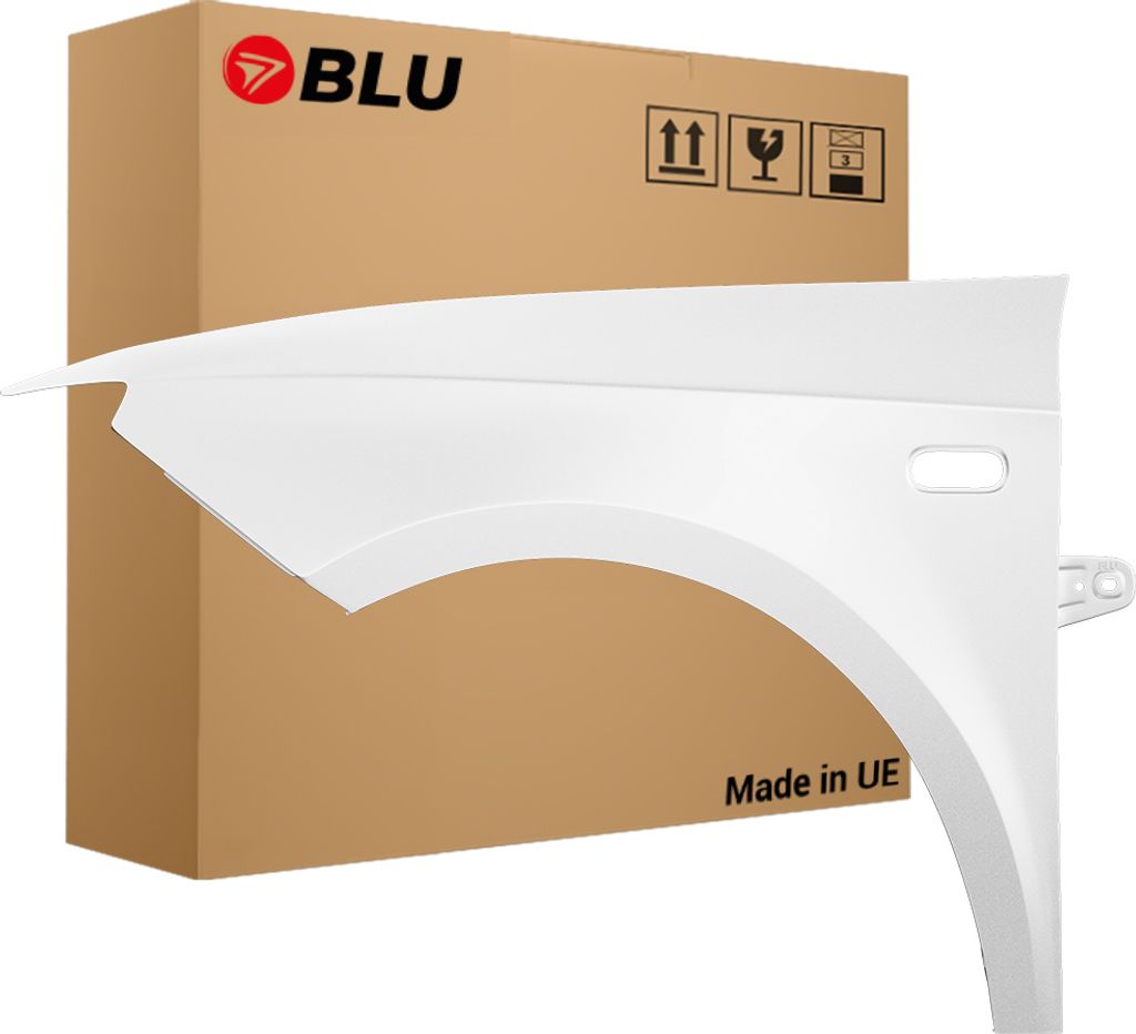 BLU Kotflügel Passend für Seat Ibiza (6J - IV 4. Generation) LS9R Links Weiss GletscherWeiss | 2008-2017 | Vorderseite Vorne | Lackiert | Einbauf...