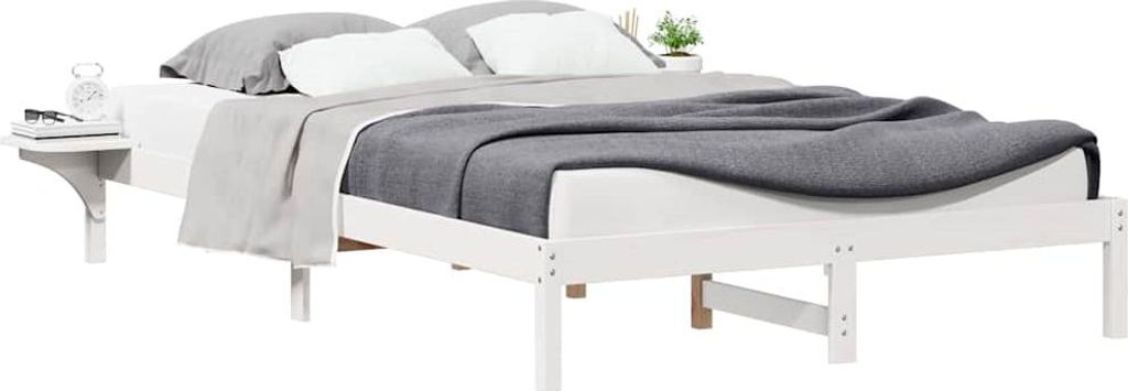 SYFAX Bettgestell mit Nachttischen Weiß 160 x 210 cm