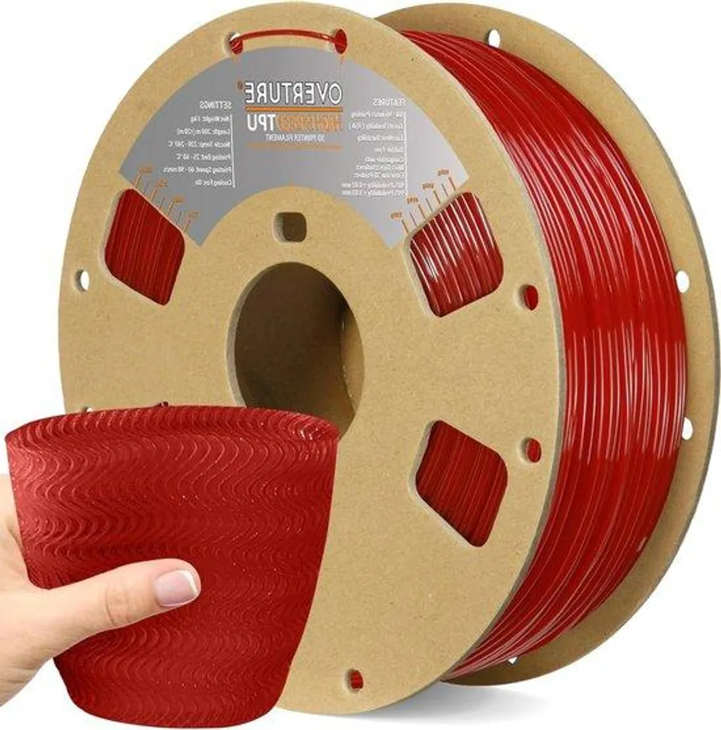 Filament flexible TPU 1.75 mm pour imprimante 3D FDM Rouge Transparent