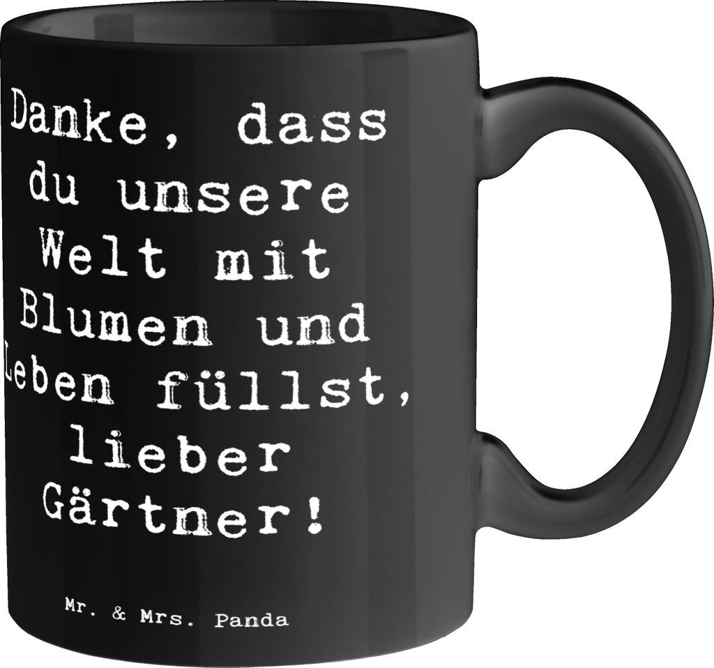 Mr. & Mrs. Panda Kaffeetasse Spruch Gärtner Dankeschön - Schwarz - Geschenk, Dankbarkeit, Aufmerksamkeit, Garten, anerkennung für, bedruckt, Gar...