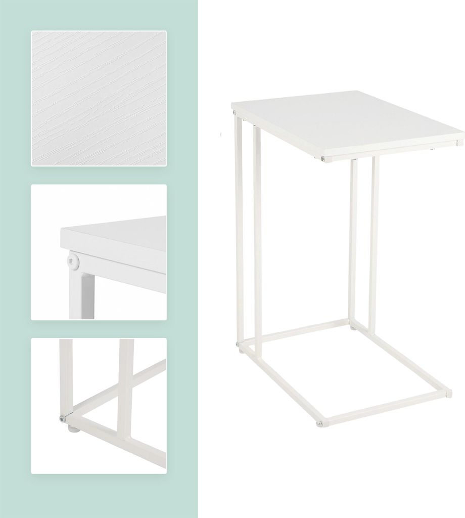 Relaxdays Beistelltisch C-Form, Weiß – Platzsparender Sofatisch Zum Unterschieben, 64x50x35 Cm