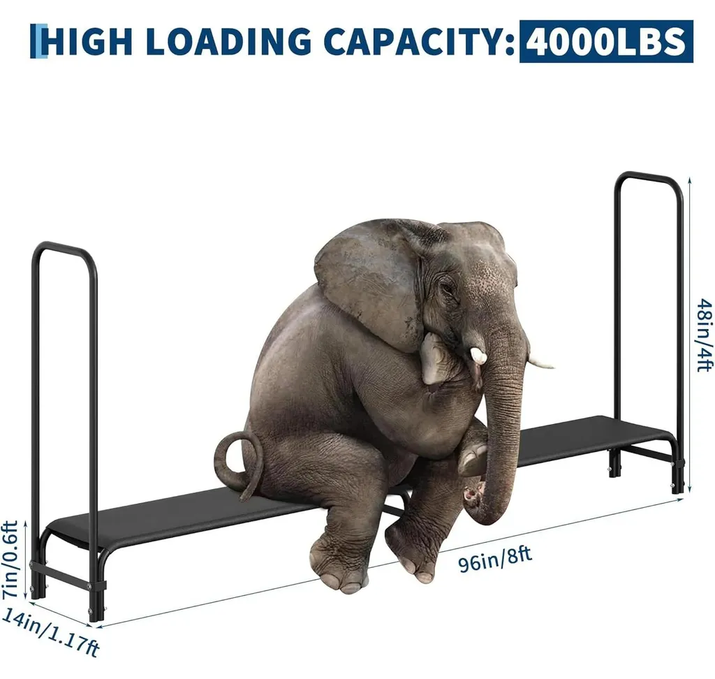 Rack à bois extérieur en acier 2,44m - Capacité de charge 1814 kg robuste