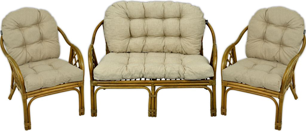 AMPO Polster Kissen für Rattan Bahama Set Rattansessel Gartenbankauflage Rattan