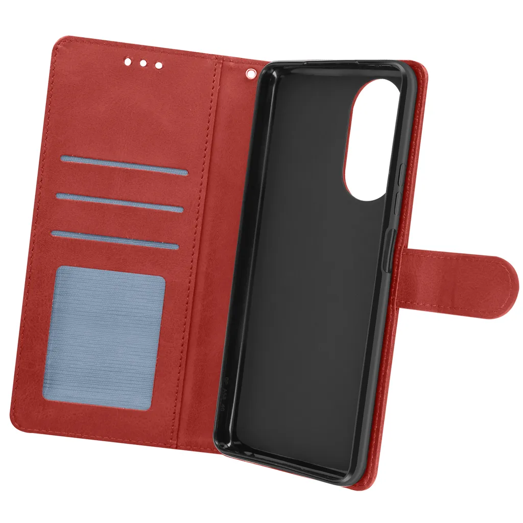 Oppo A58 Custodia Avizar Rossa con Laccetto - Portafoglio e Stand - 2