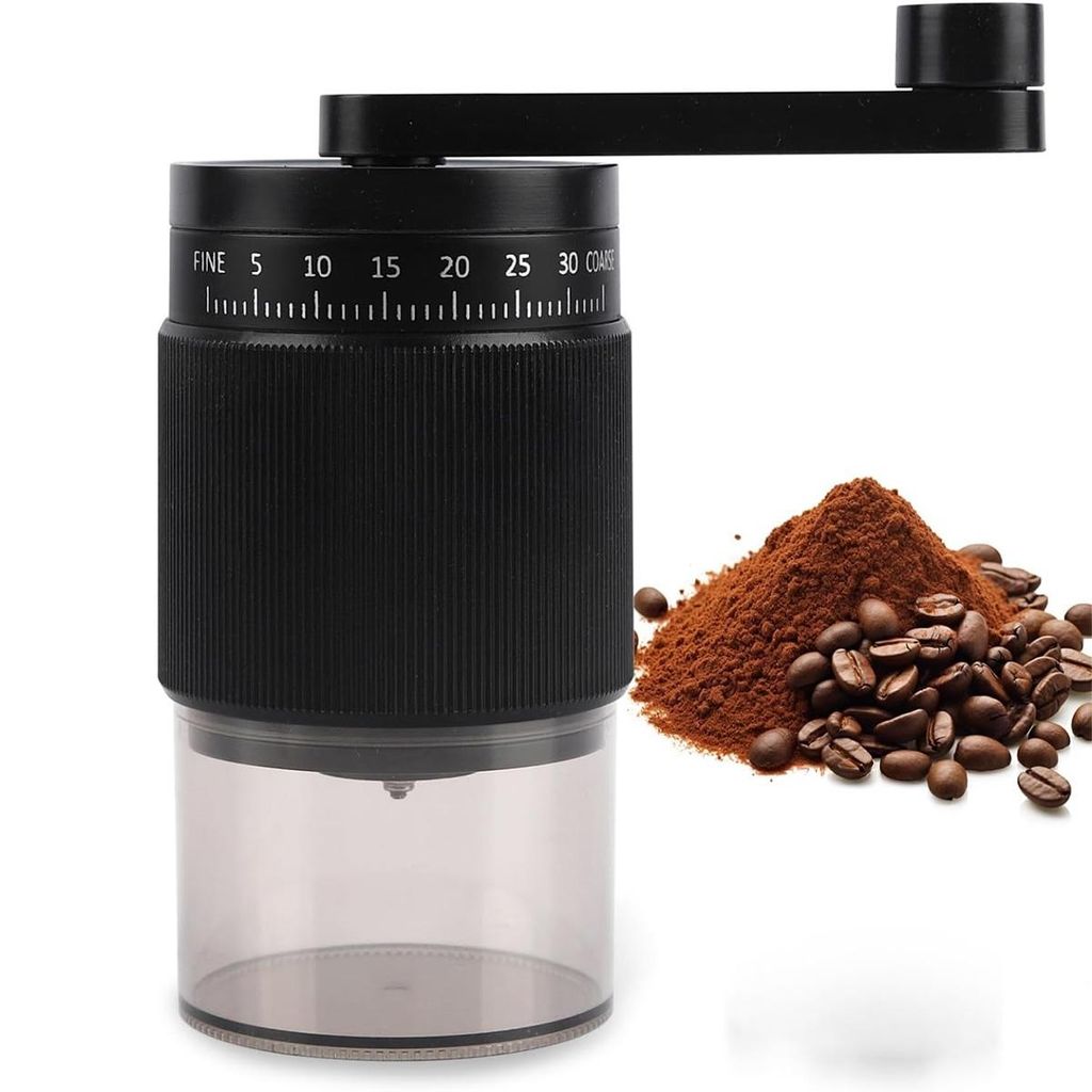 Manuelle Kaffeemühle, mit 18 einstellbaren Mahlgraden, 1000mAh Tragbare Handkurbel-Bohnenmühle für Espresso, French Press, türkischen Kaffee