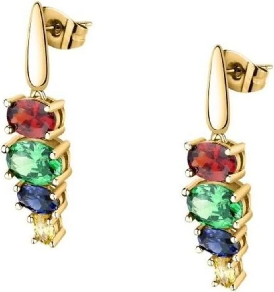 Eleganti orecchini placcati oro con zirconi Colori SAVY03