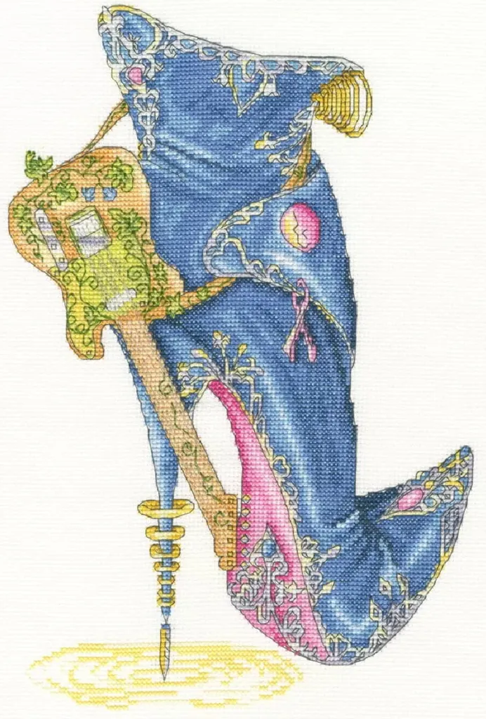 Broderie point de croix Blues And Sole avec fils de coton et toile Aida