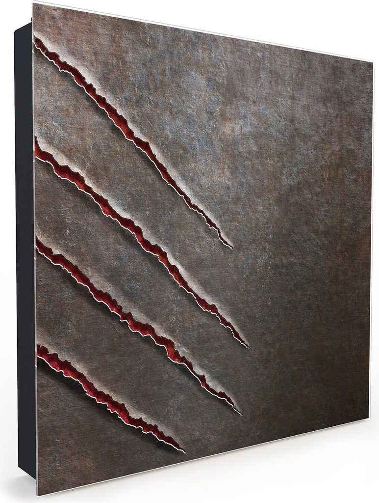 Nachbildung-Schlüsselkasten, Magnetpinnwand und Memoboard mit Glasfront Motiv Kratzer in Metall