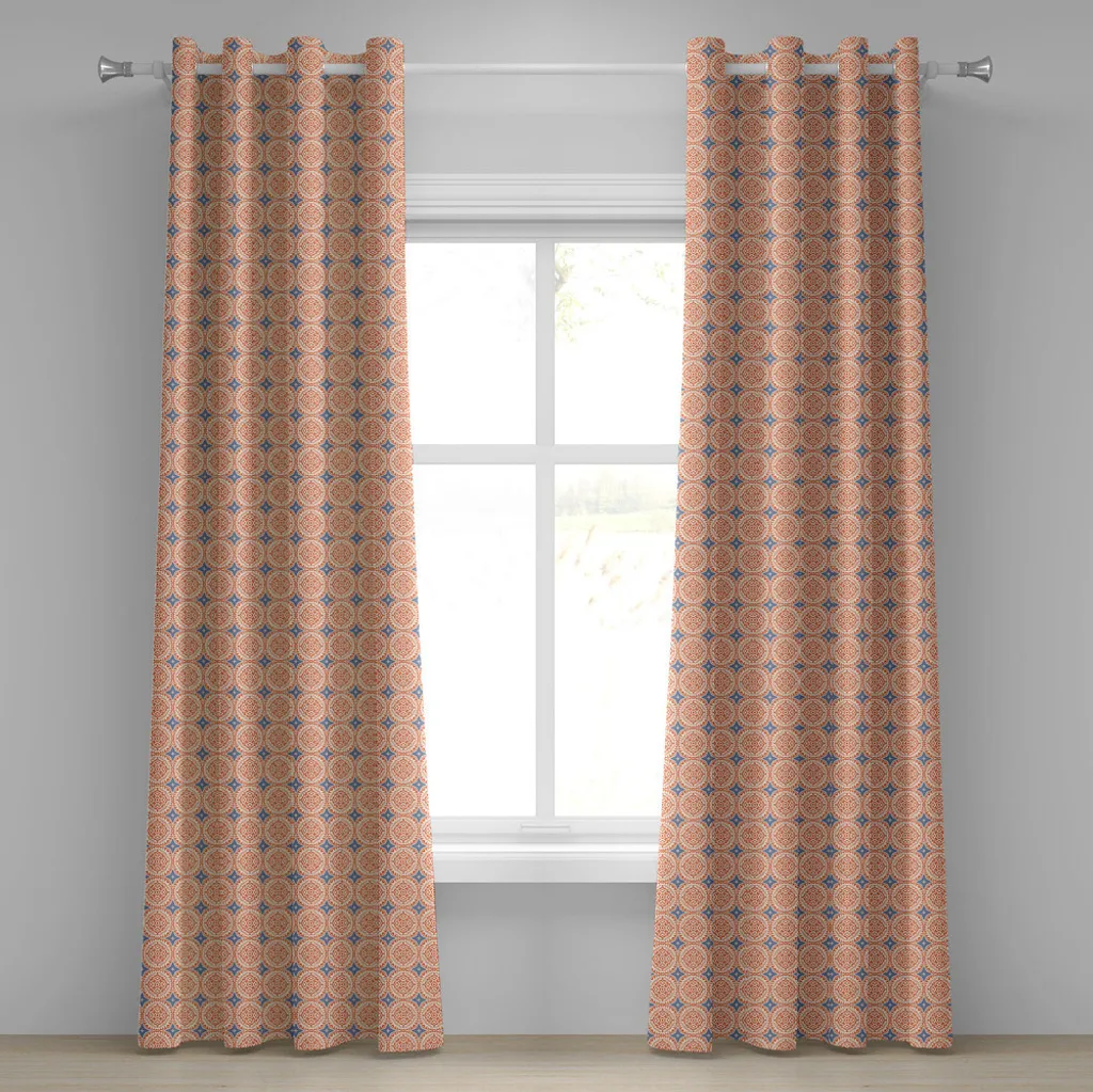 Rideau à œillets ABAKUHAUS motif abstrait et floral 280x245 cm orange