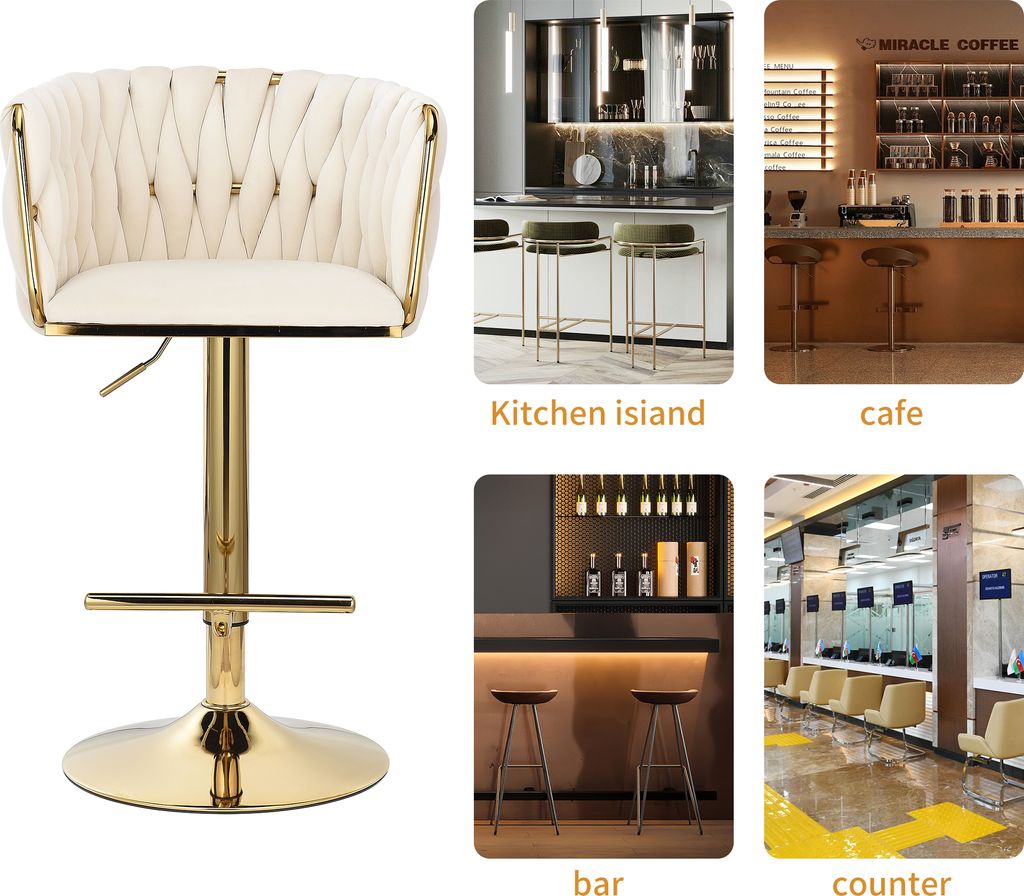 The Living Store Barhocker 2 Stk. Dunkelgrau Samt - Barhocker