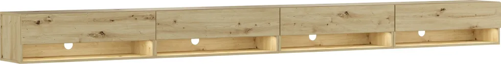 Grand Banc Télévision LED 360cm Chêne - Ensemble Mural Salon Contemporain