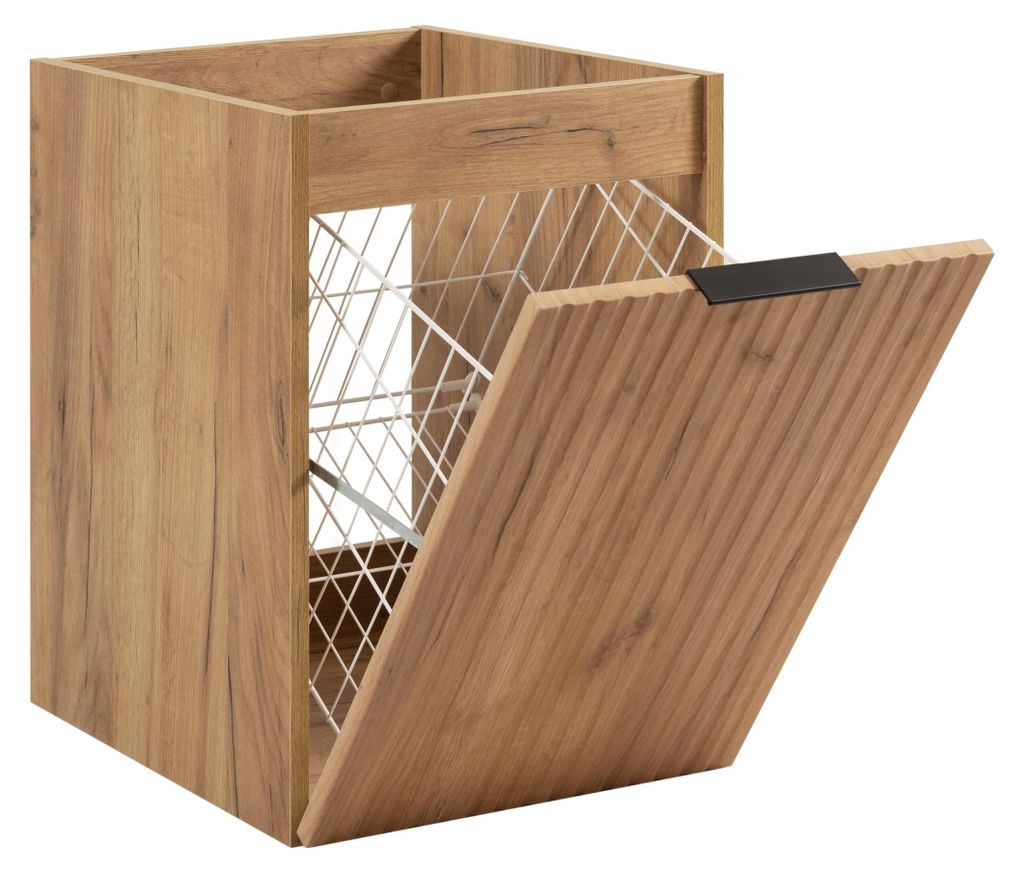 Rodan | Badezimmerschrank 40 cm - Braun - Badschrank mit Wäschekorb - MDF-Fronten