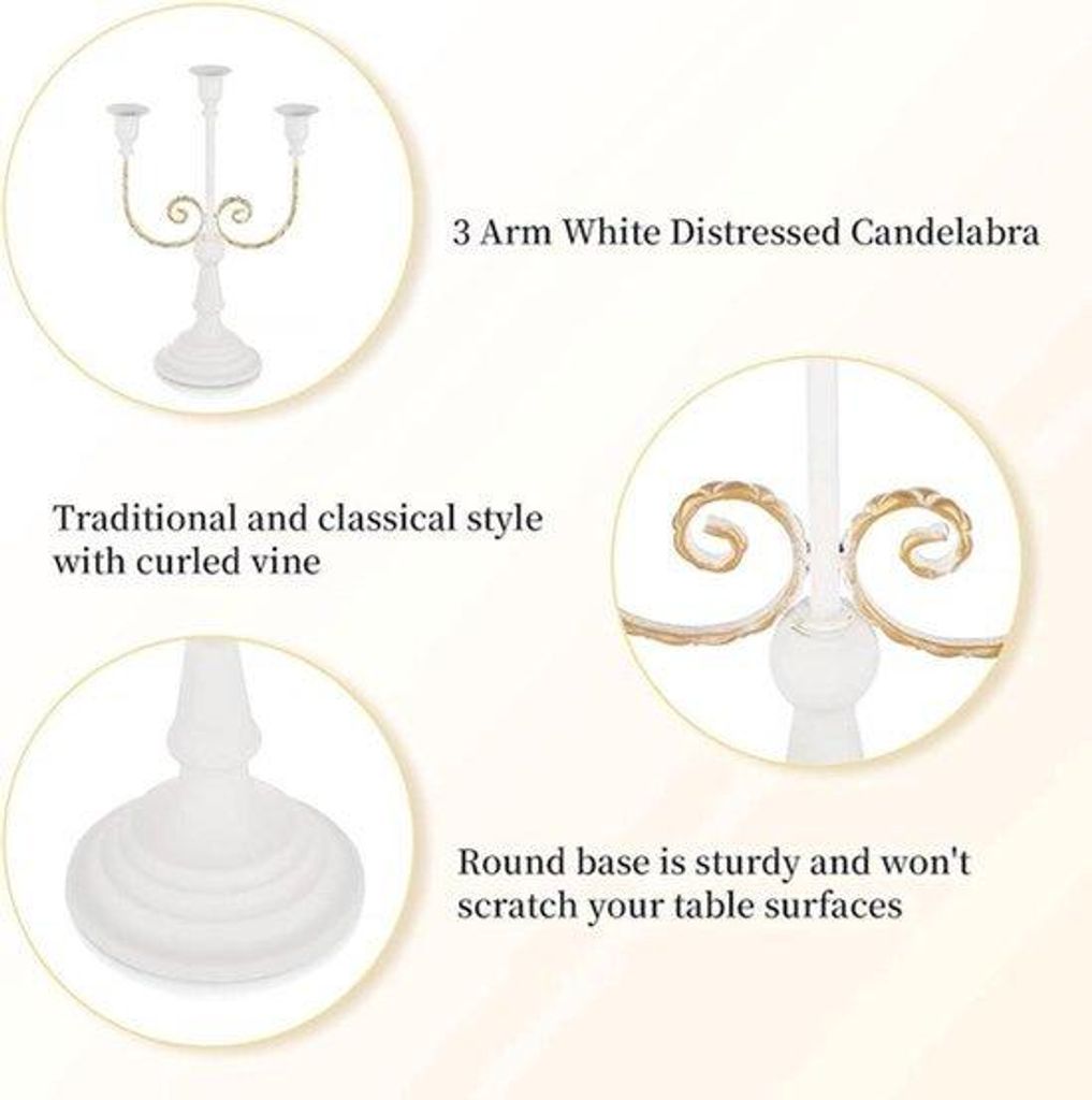 Dreieckige weiße metallene Kerzenleuchter - Set aus 2 Vintage Kerzenhaltern für Tischkerzen - Hochzeit Party Weihnachten Tischdekoration - Kamins...