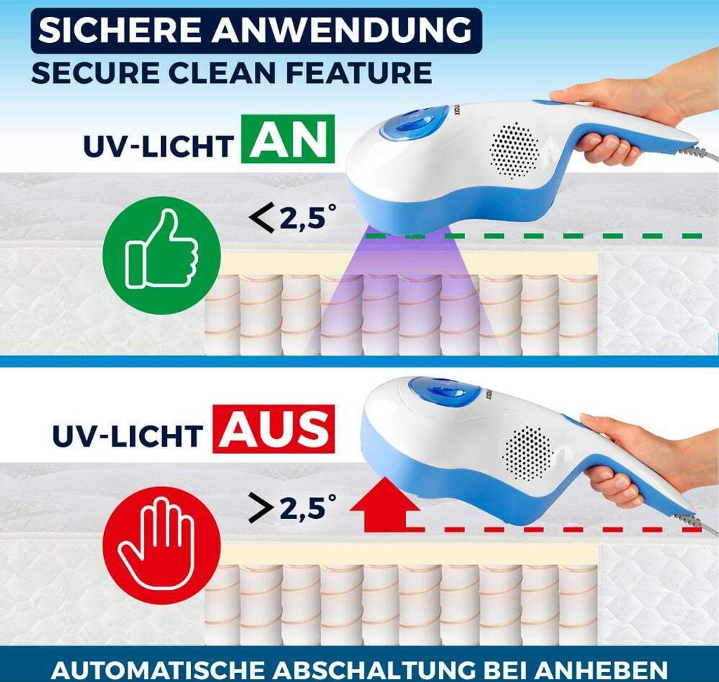 CLEANmaxx Milben-Handstaubsauger Antimilben-Sauger mit Produktbild 7