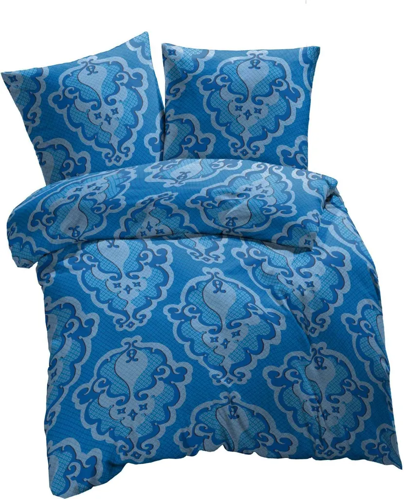 ETÉREA Renforcé biancheria da letto 200x200cm - 100% cotone copripiumino Trisa ornamenti naturale qualità morbida con cerniera - biancheria da letto senza federa 200x200cm copripiumino blu 1 pezzo - OEKOTEX