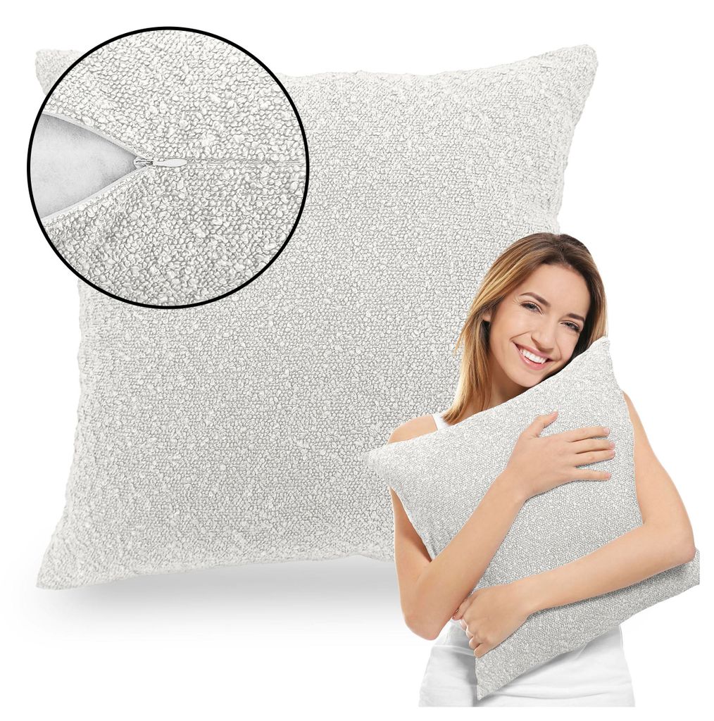 Muralo DEKORATIVES KISSEN 45 cm x 45 cm Zierkissen für Sofa Dekokissen für Bett Creme Baloo Stoff