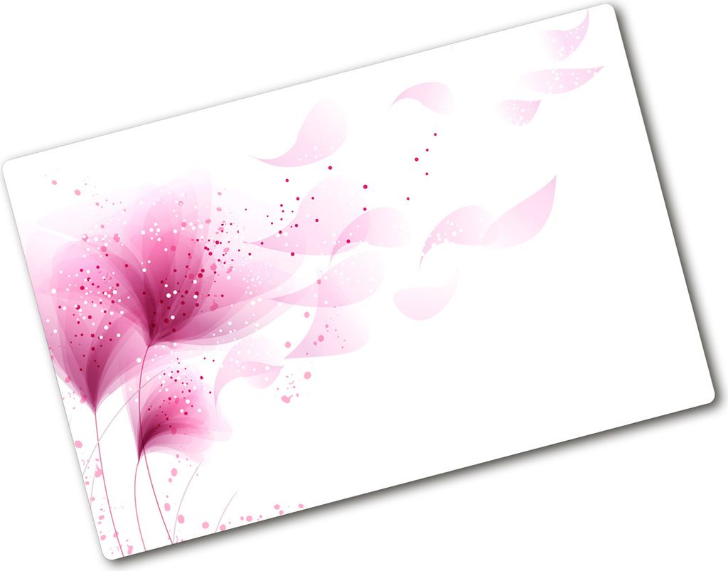 Tulup Glas Herdabdeckplatte - 80x52 cm - Glaskeramikkochfeld-Abdeckung Spritzschutz Glasabdeckplatte - Einteilig - Blumen & Pflanzen - Rosa Blume -...