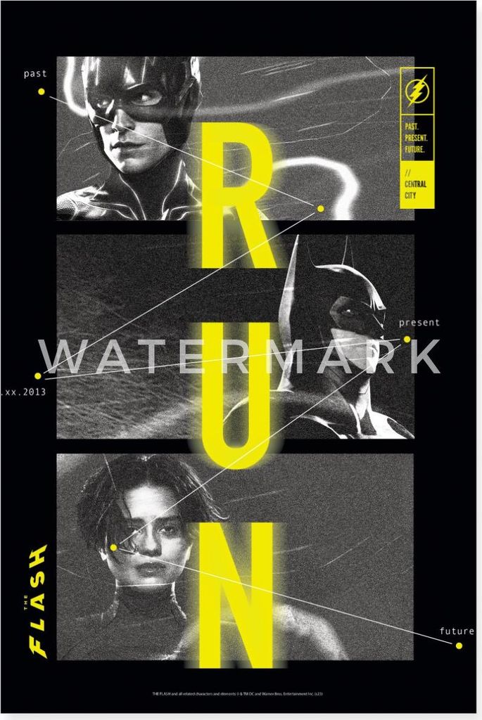 Spreadshirt The Flash Batman Supergirl RUN Poster 40x60 cm, One size, Weiß