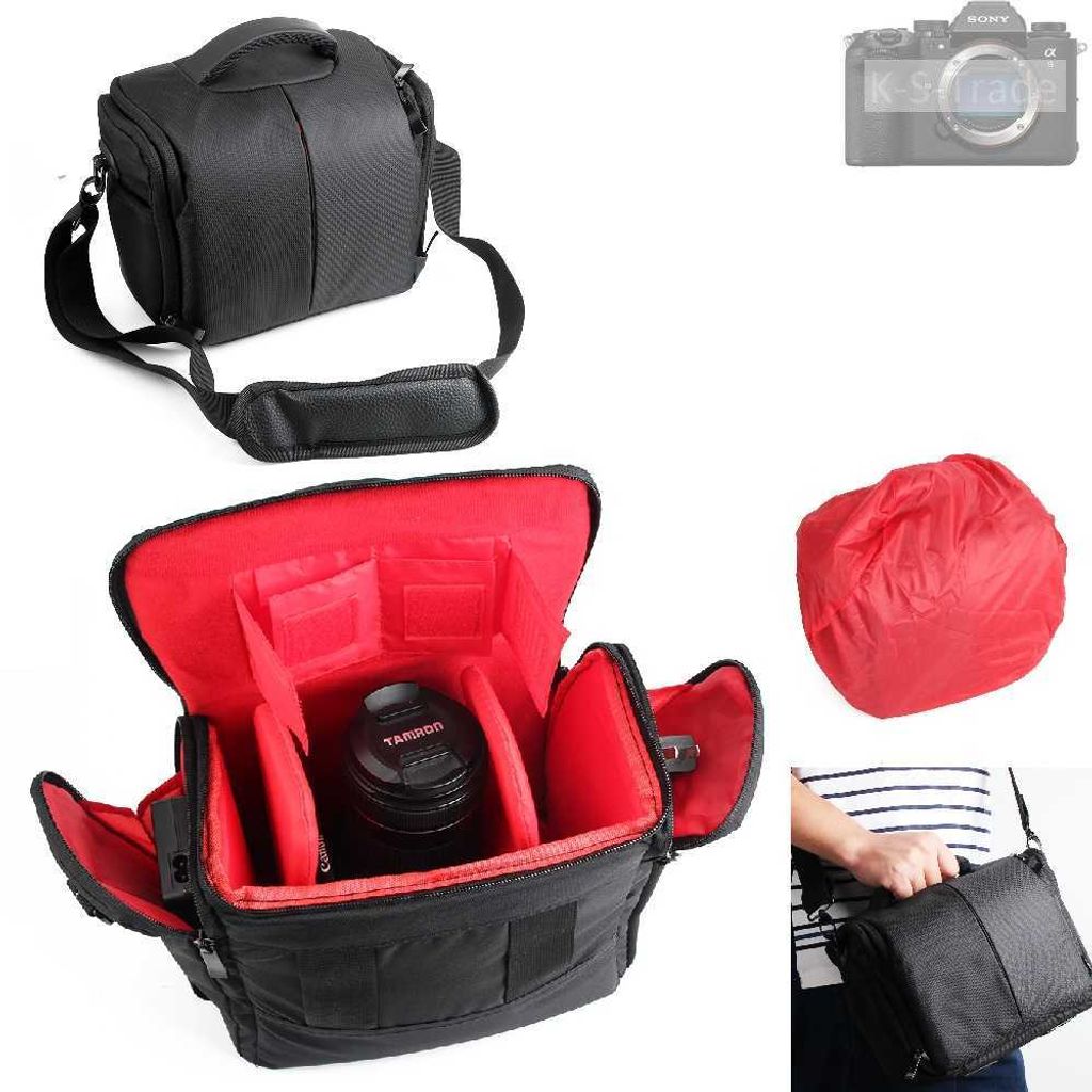 K-S-Trade Kompatibel mit Sony Alpha 9 lll Kameratasche Fototasche Schultertasche Zubehör Tasche einteilbare Trennwänden für Systemkamera, DSLR DSLM