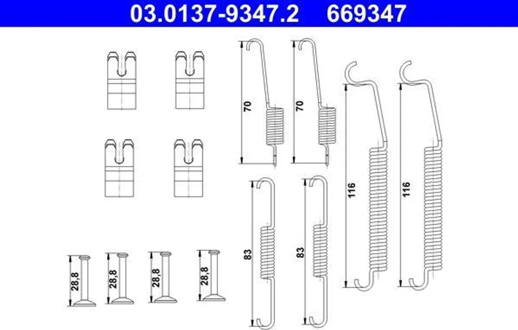 ATE 03.0137-9347.2 Set di accessori, ganasce freno OE 4544230292 compatibile con Colt, Forfour