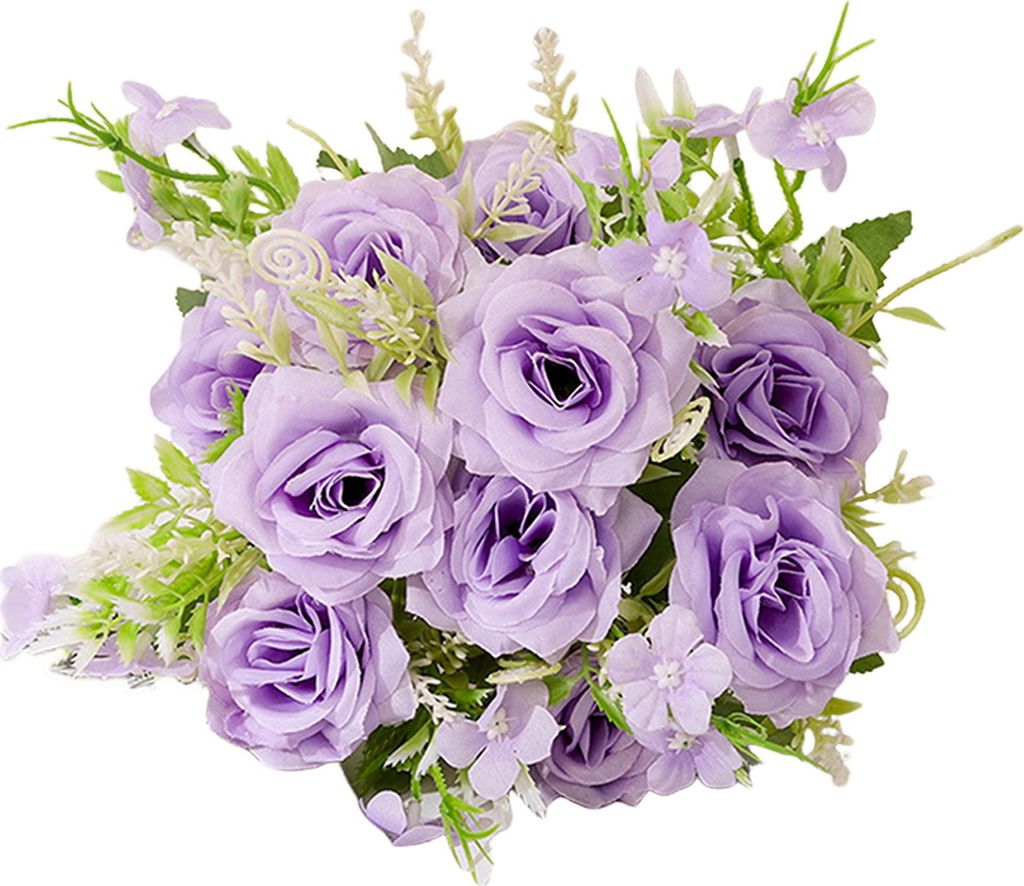 Künstlicher Rosenzweig mit Stiel, 5 Gabeln, 5 Köpfe, für Zuhause, Hochzeit, Party, Kunstseide, Blumenarrangement, für drinnen und draußen, Gar...