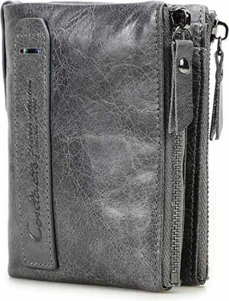 INF Portefeuille Homme Blocage RFID en Similicuir Double Zip Gris