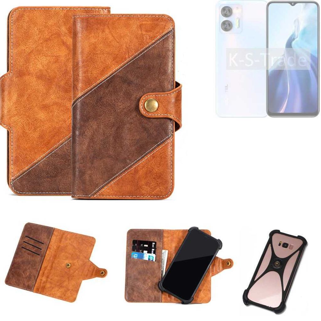 K-S-Trade Handyhülle Schutzhülle Bookstyle Case Wallet-Case kompatibel mit Oukitel C36 Cover Klapphülle Kantenschutz Smartphone dunkelbraun braun
