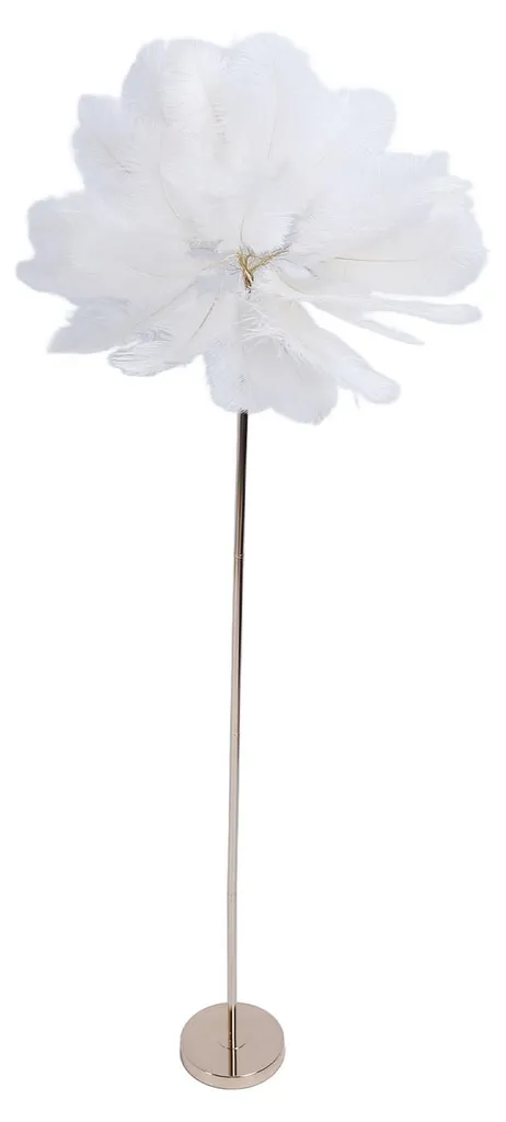 Luminaire sur pied design plume d'autruche et fer forgé blanc avec USB - 3