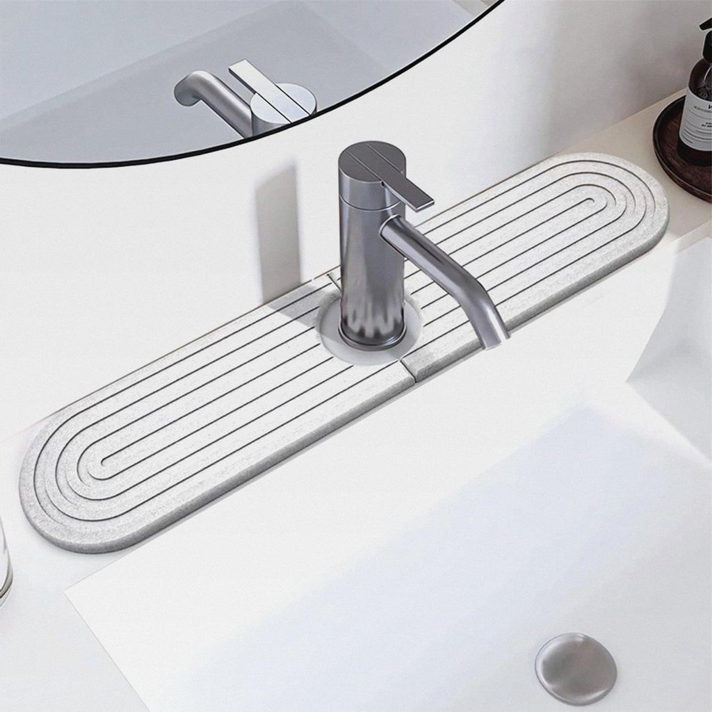 Kieselalgenschlamm Wasserhahn Matte, Abtropfmatte Spüle für 2,5-6,5cm Wasserhähne, Wasserhahn Spritzschutz Pfannen Saugfähige Matte, Sink Mat F...