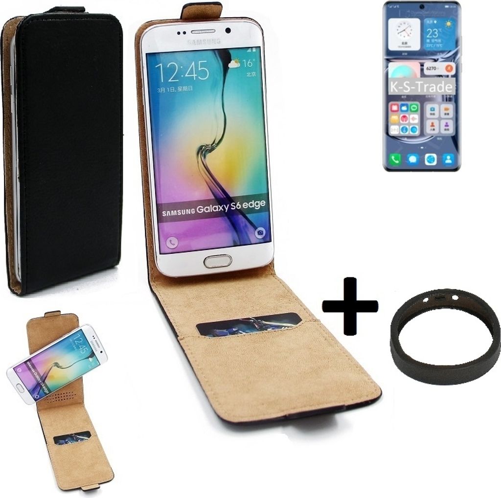 K-S-Trade TOP SET Handyhülle kompatibel mit Huawei P50 Pro Kirin 9000 360° Flipstyle Schutzhülle Smartphone Tasche schwarz + TPU Bumper, Case