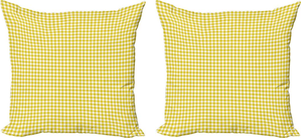 ABAKUHAUS Abstrakt Kissenbezug Set (2Stück), Tartan-Muster mit zwei farbigen kleinen symmetrischen Quadraten Sommer-themenorientiertes Kunst-Bild,...