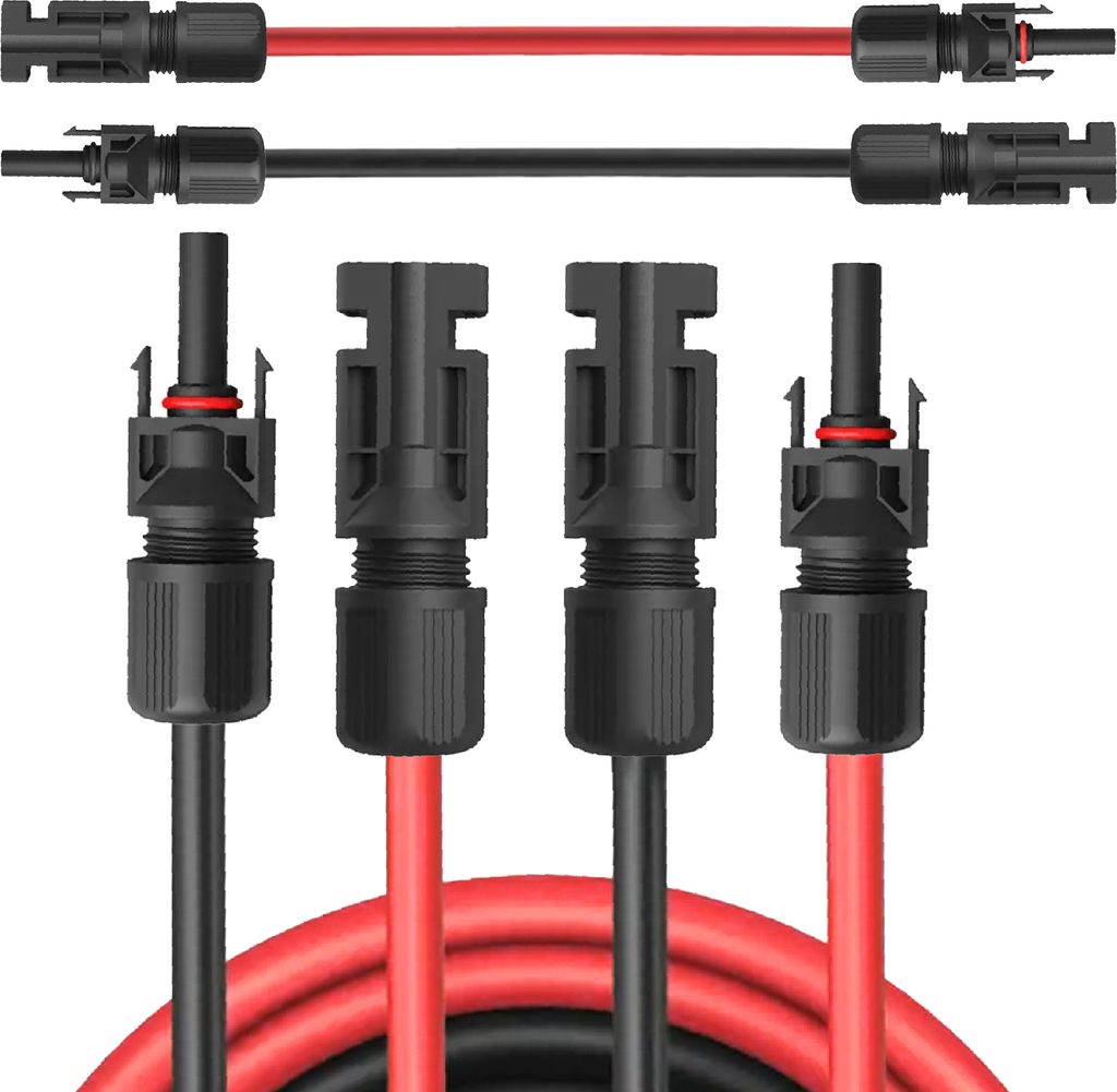 Solarkabel + Stecker 1500V Verlängerungskabel Solarleitung Solar Kabel 4mm² 6mm²Länge:2x 7m 4mm²;Steuersatz:0% gem. § 12 Abs. 3 UStG